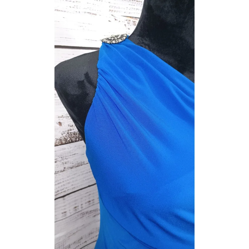 Ralph Lauren Cobalt Blue Evening Gown With One Shoulder Broach Size‎ 10